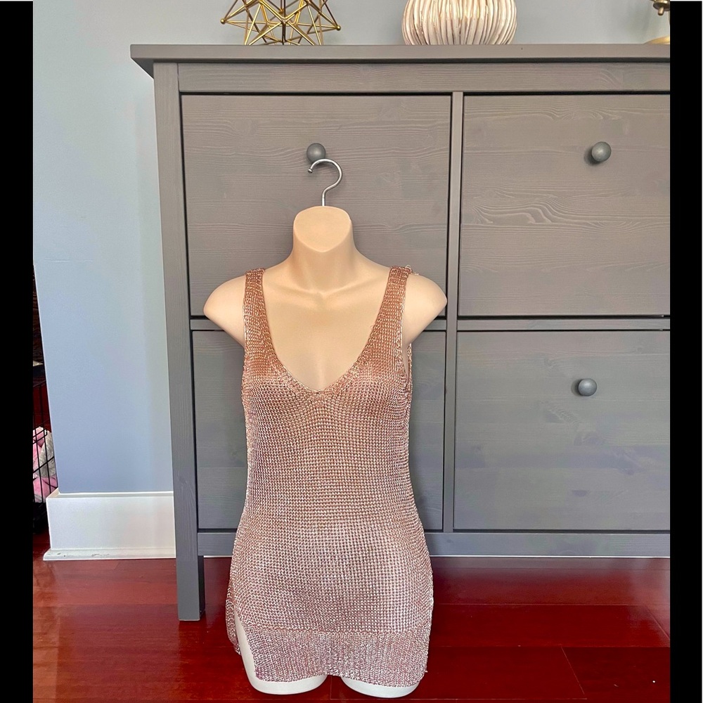 Rose Gold Knitted Metallic Tank 💫